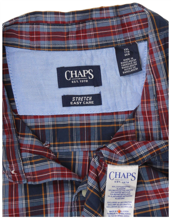 CHAPS Mens Easy Care Shirt 2XL Navy Blue Check