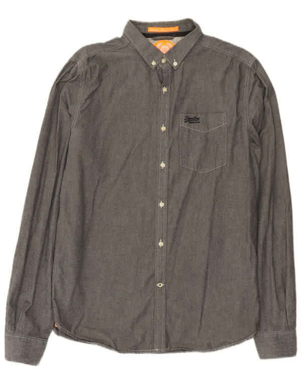Superdry Mens Shirt Large Grey Cotton