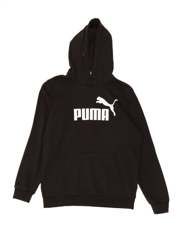 PUMA Mens Graphic Hoodie Jumper Medium Black Cotton Vintage Puma and Second-Hand Puma from Messina Hembry 