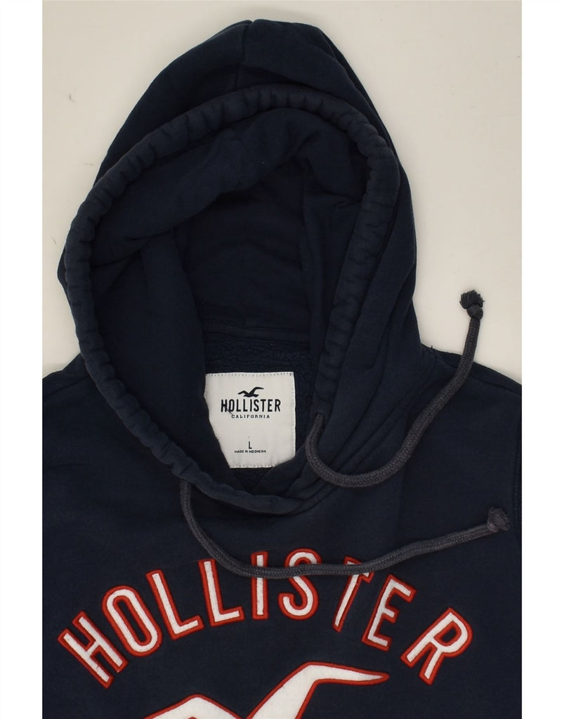 HOLLISTER Mens Graphic Hoodie Jumper Large Navy Blue | Vintage Hollister | Thrift | Second-Hand Hollister | Used Clothing | Messina Hembry 