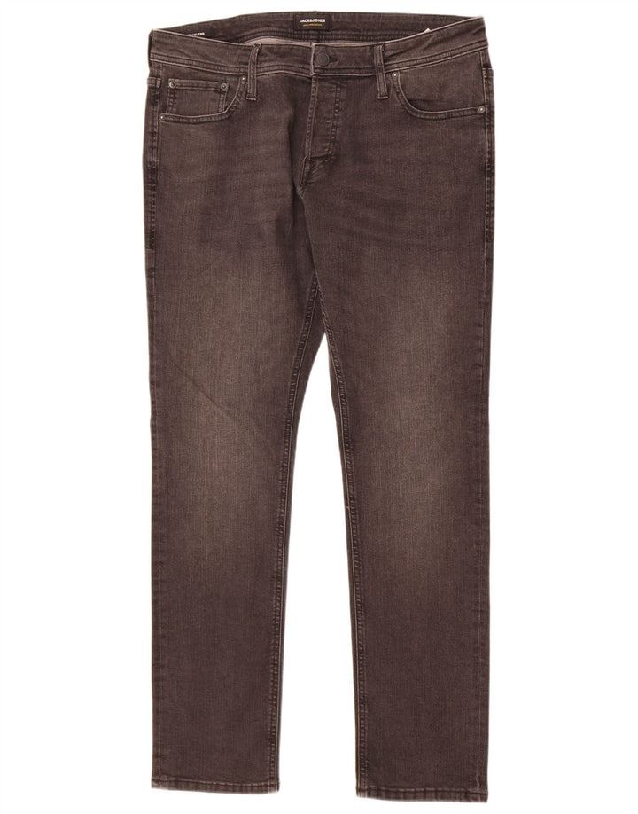 Jack & Jones Mens GLENN Slim Jeans W36 L32 Grey Cotton