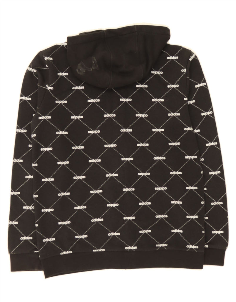 ADIDAS Boys Graphic Zip Hoodie Sweater 11-12 Years Black Check Vintage Adidas and Second-Hand Adidas from Messina Hembry 