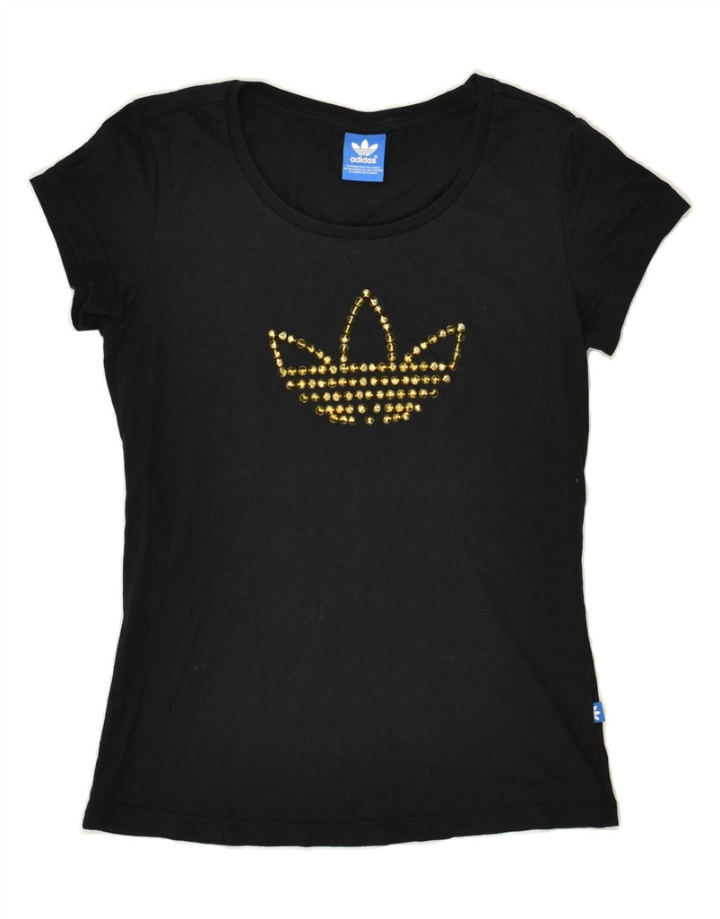 ADIDAS Womens Graphic T-Shirt Top UK 4 XS Black Vintage Adidas and Second-Hand Adidas from Messina Hembry 