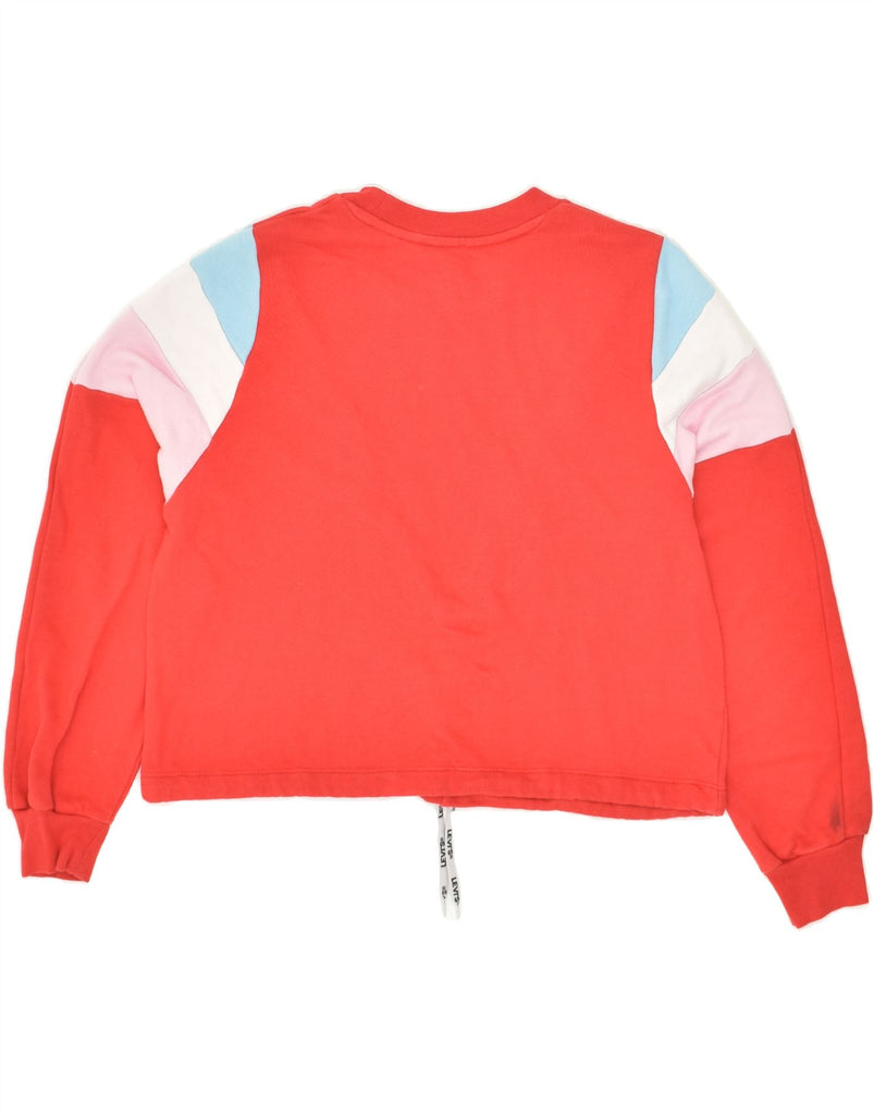 LEVI'S Womens Crop Sweatshirt Jumper UK 6 XS Orange Colourblock Cotton | Vintage Levi's | Thrift | Second-Hand Levi's | Used Clothing | Messina Hembry 