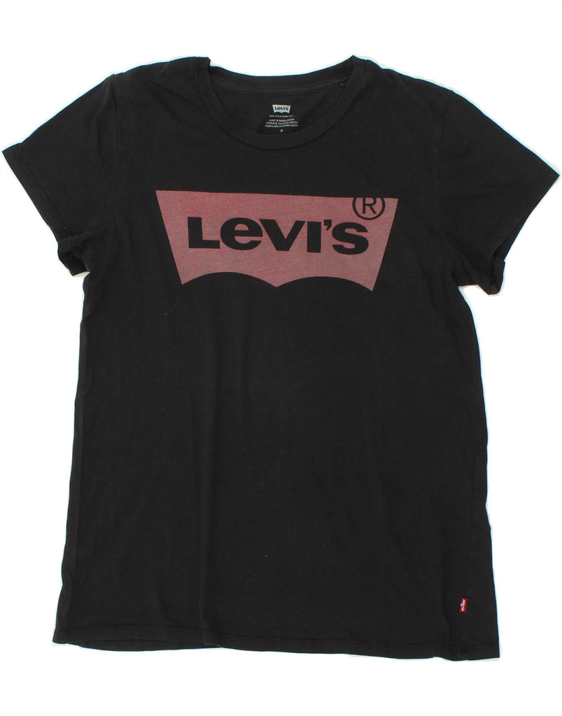 LEVI'S Womens Graphic T-Shirt Top UK 14 Medium Black Cotton | Vintage Levi's | Thrift | Second-Hand Levi's | Used Clothing | Messina Hembry 