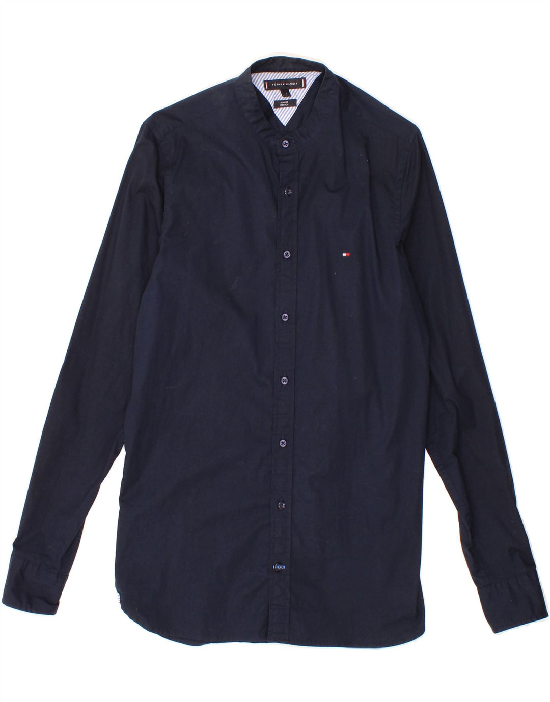 TOMMY HILFIGER Mens Slim Fit Shirt Small Navy Blue Cotton Vintage Tommy Hilfiger and Second-Hand Tommy Hilfiger from Messina Hembry 