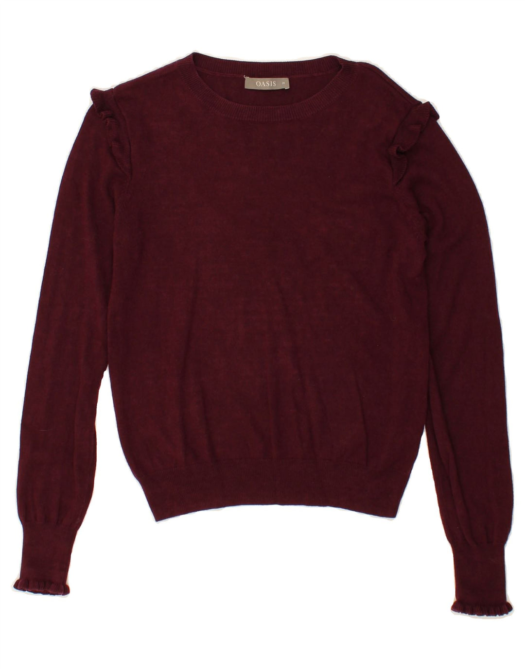 OASIS Womens Crew Neck Jumper Sweater UK 12 Medium Burgundy Cotton Vintage Oasis and Second-Hand Oasis from Messina Hembry 