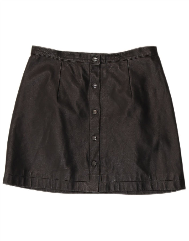 Vintage Womens Mini Leather Skirt W30 Medium Black