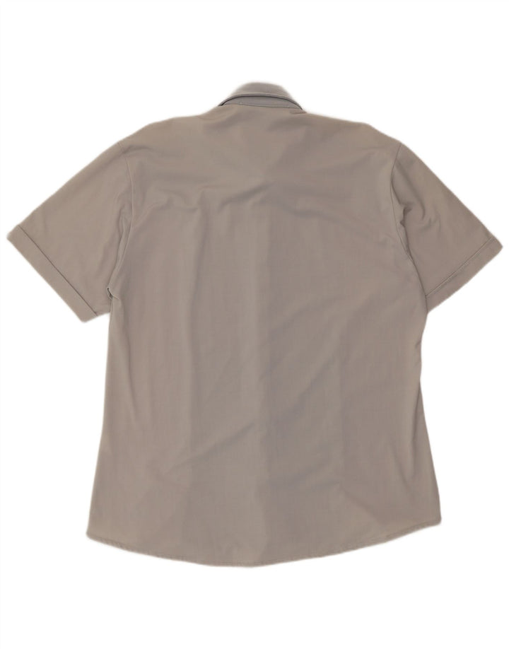 Sasch Mens Short Sleeve Shirt Large Grey Colourblock Polyester