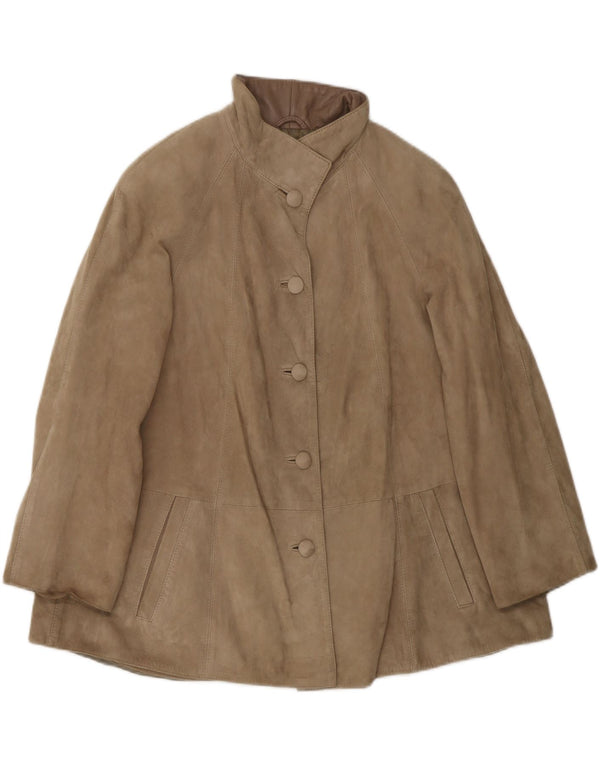 VINTAGE Womens Suede Jacket UK 10 Small Beige Leather