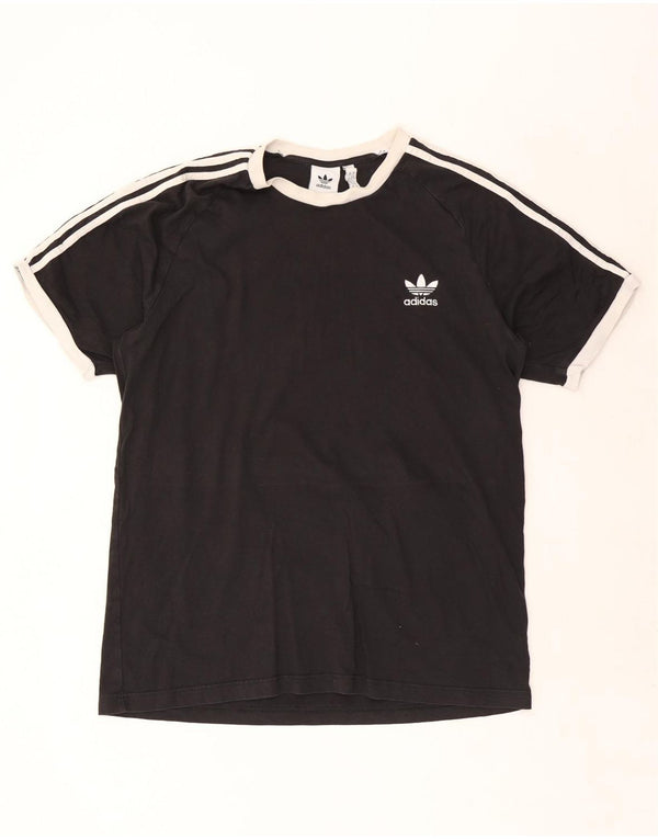 Adidas Mens T-Shirt Top XL Black Colourblock Cotton