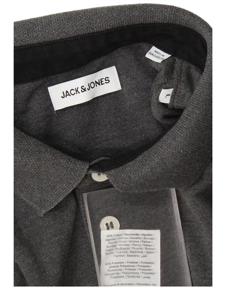 Jack & Jones Mens Polo Shirt Large Grey Cotton