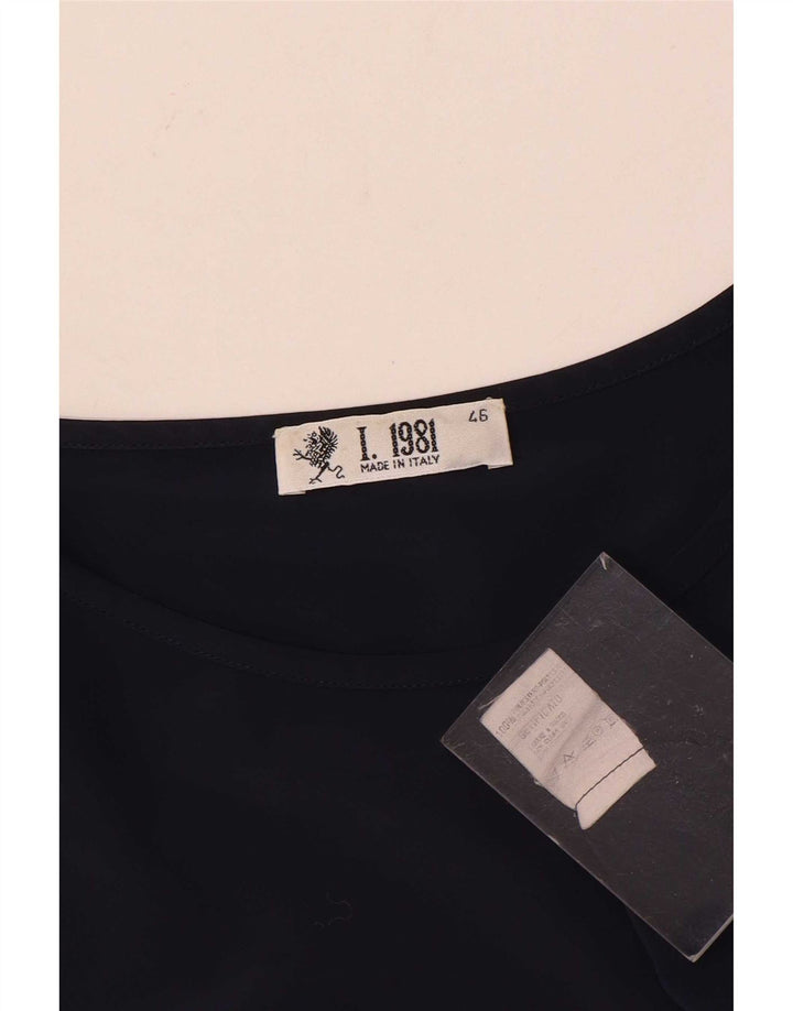 Marly's 1981 Womens Blouse Top IT 46 Large Navy Blue Polyester