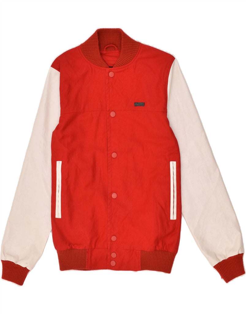 KR3W Mens Varsity Jacket UK 36 Small Red Colourblock Cotton | Vintage KR3W | Thrift | Second-Hand KR3W | Used Clothing | Messina Hembry 