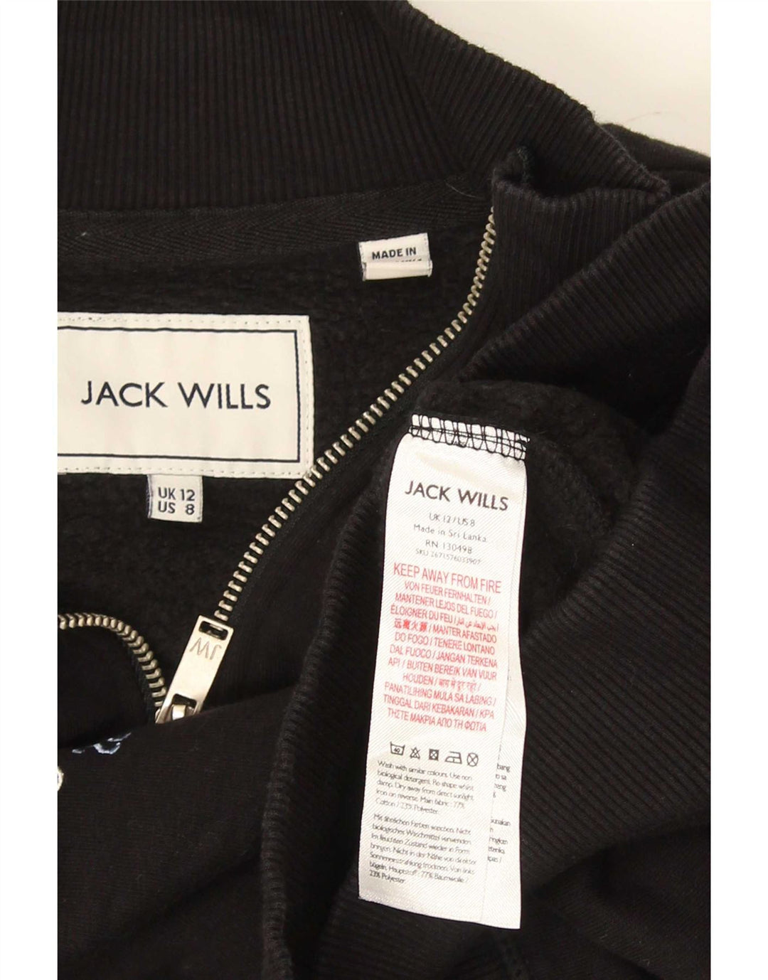 Jack Wills Womens Oversized Graphic Sweatshirt Jumper UK 12 Medium Black