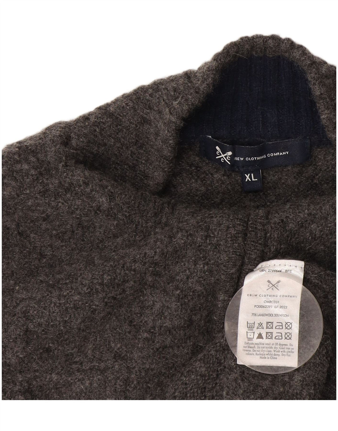 Crew Clothing Mens Zip Neck Jumper Sweater XL Grey Wool