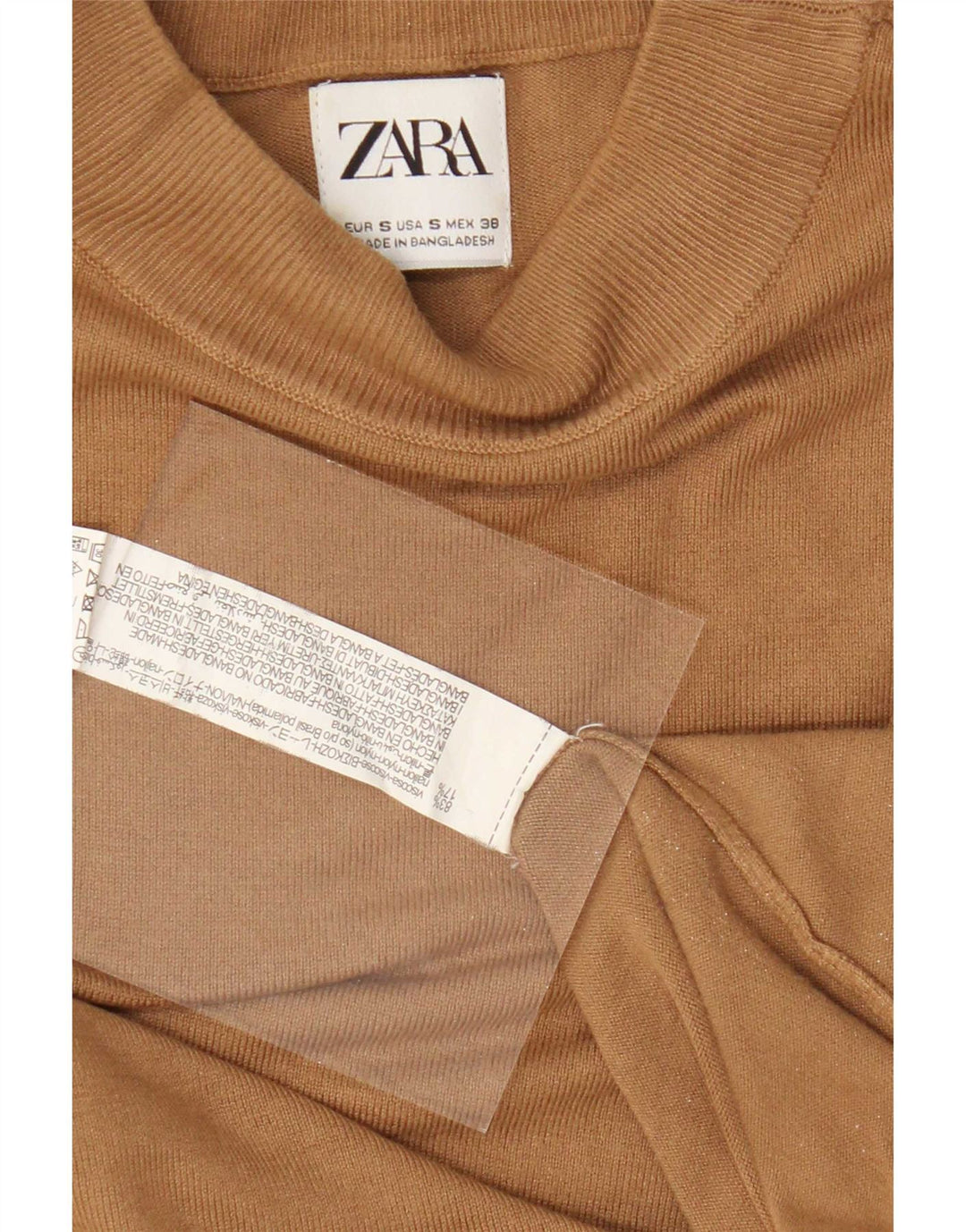 Zara Mens Turtle Neck Jumper Sweater Small Beige Viscose