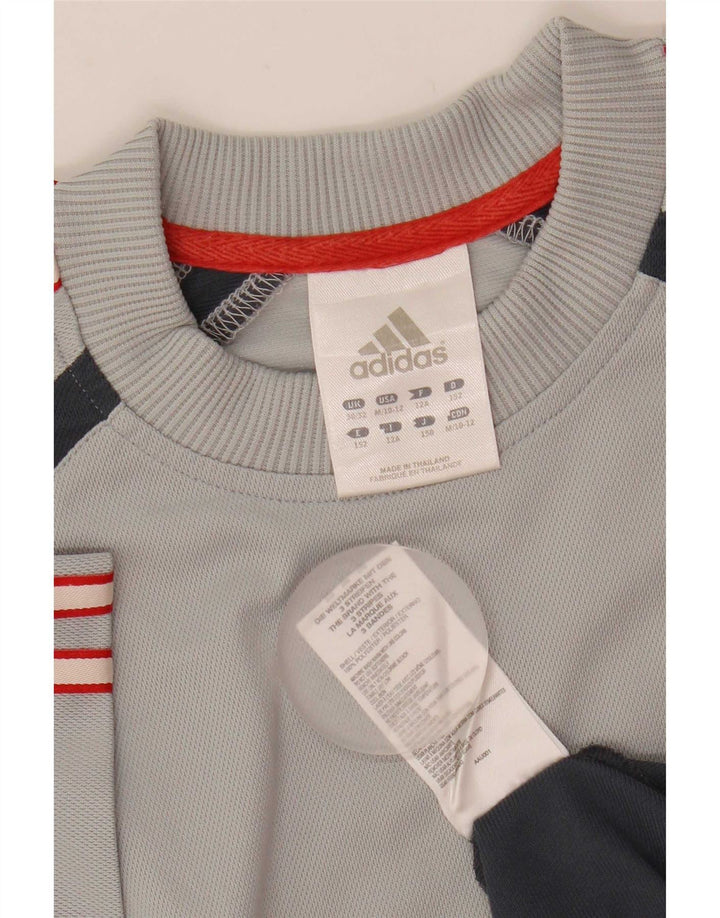 Adidas Boys T-Shirt Top 11-12 Years Grey Colourblock Polyester