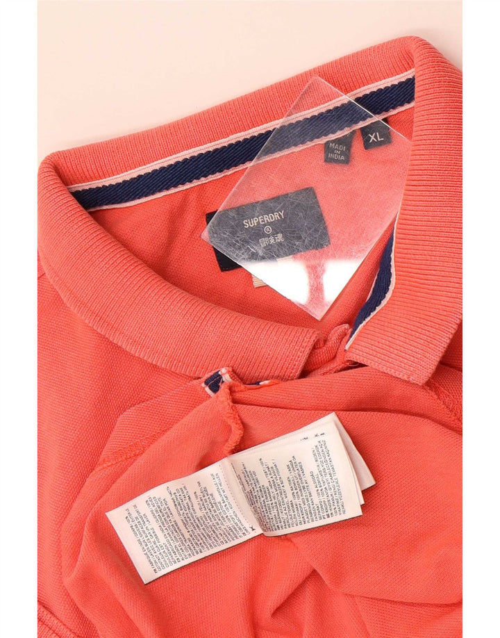 Superdry Mens Polo Shirt XL Orange Cotton