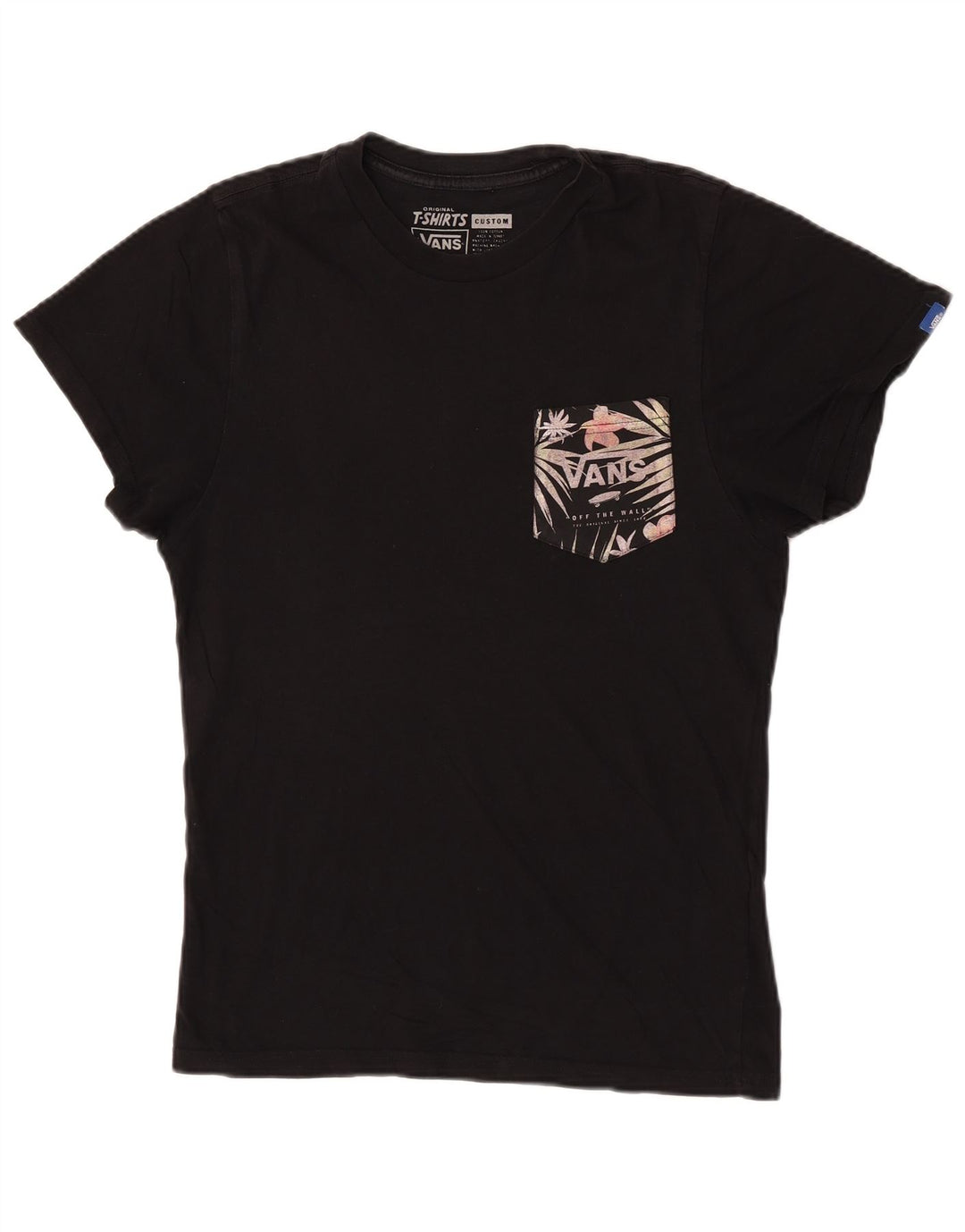 Vans Mens Graphic T-Shirt Top Small Black Floral Cotton