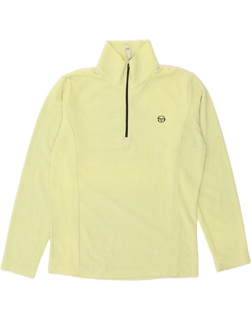 SERGIO TACCHINI Womens Zip Neck Fleece Jumper UK 18 XL Yellow Polyester | Vintage Sergio Tacchini | Thrift | Second-Hand Sergio Tacchini | Used Clothing | Messina Hembry 