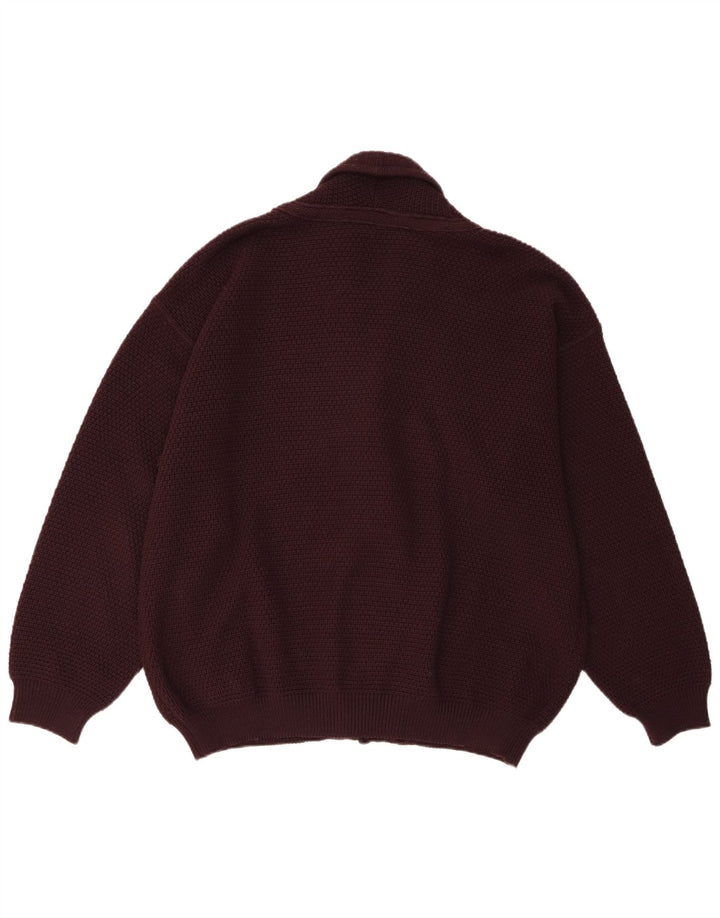 Louis Estere Mens Double Breasted Cardigan Sweater IT 52 Large Maroon Wool