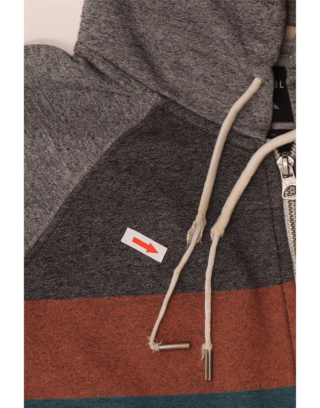 QUIKSILVER Mens Zip Hoodie Sweater Medium Grey Colourblock Cotton