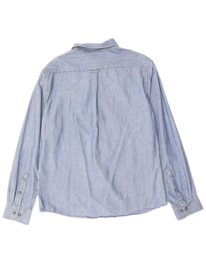 IZOD Mens Salt Water Denim Shirt Large Blue Cotton