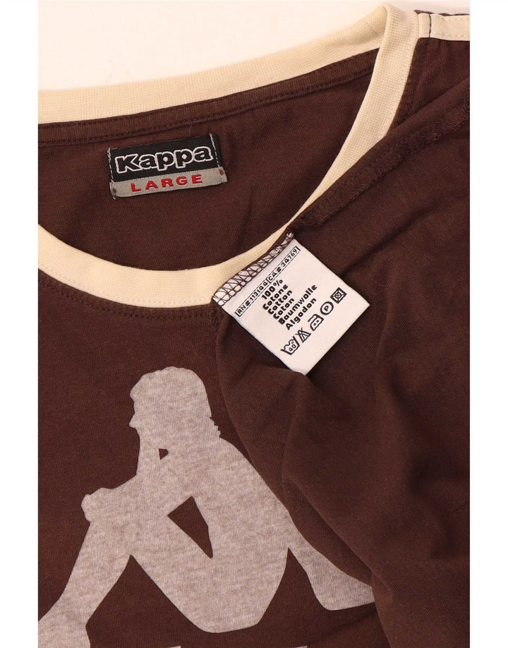 Kappa Mens Graphic T-Shirt Top Large Brown Cotton