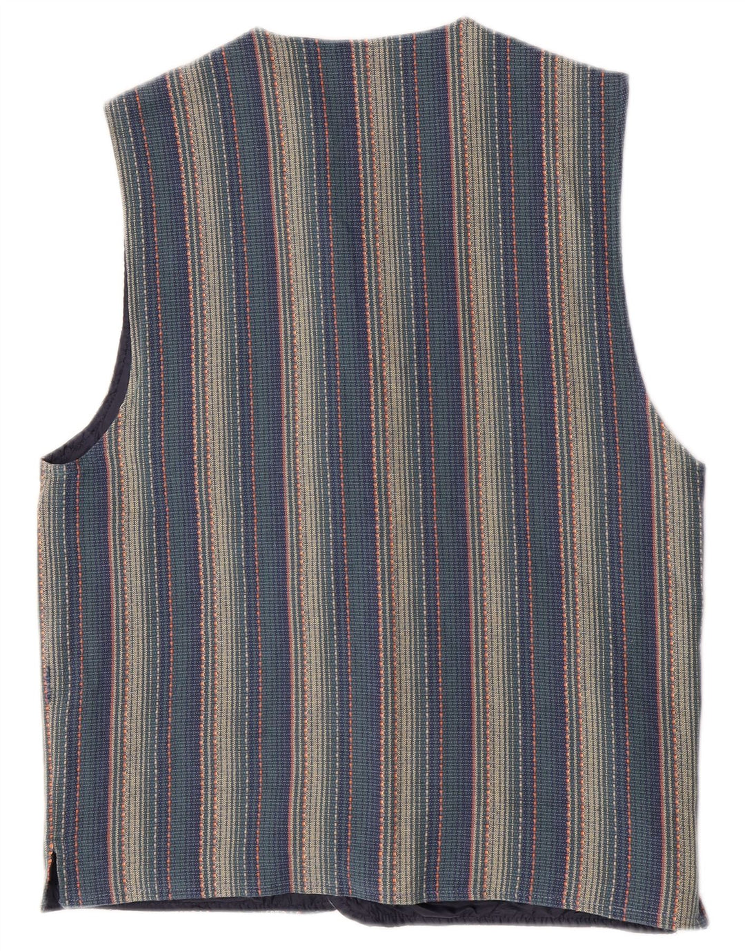 Cartouche Mens Gilet UK 38 Medium Blue Striped Cotton