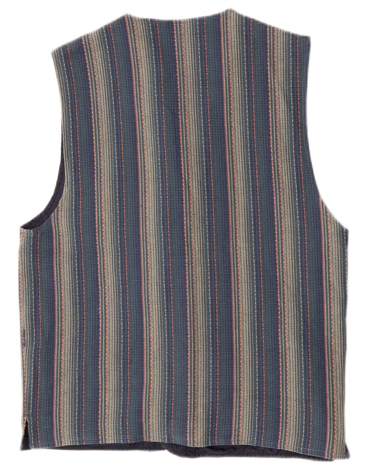Cartouche Mens Gilet UK 38 Medium Blue Striped Cotton