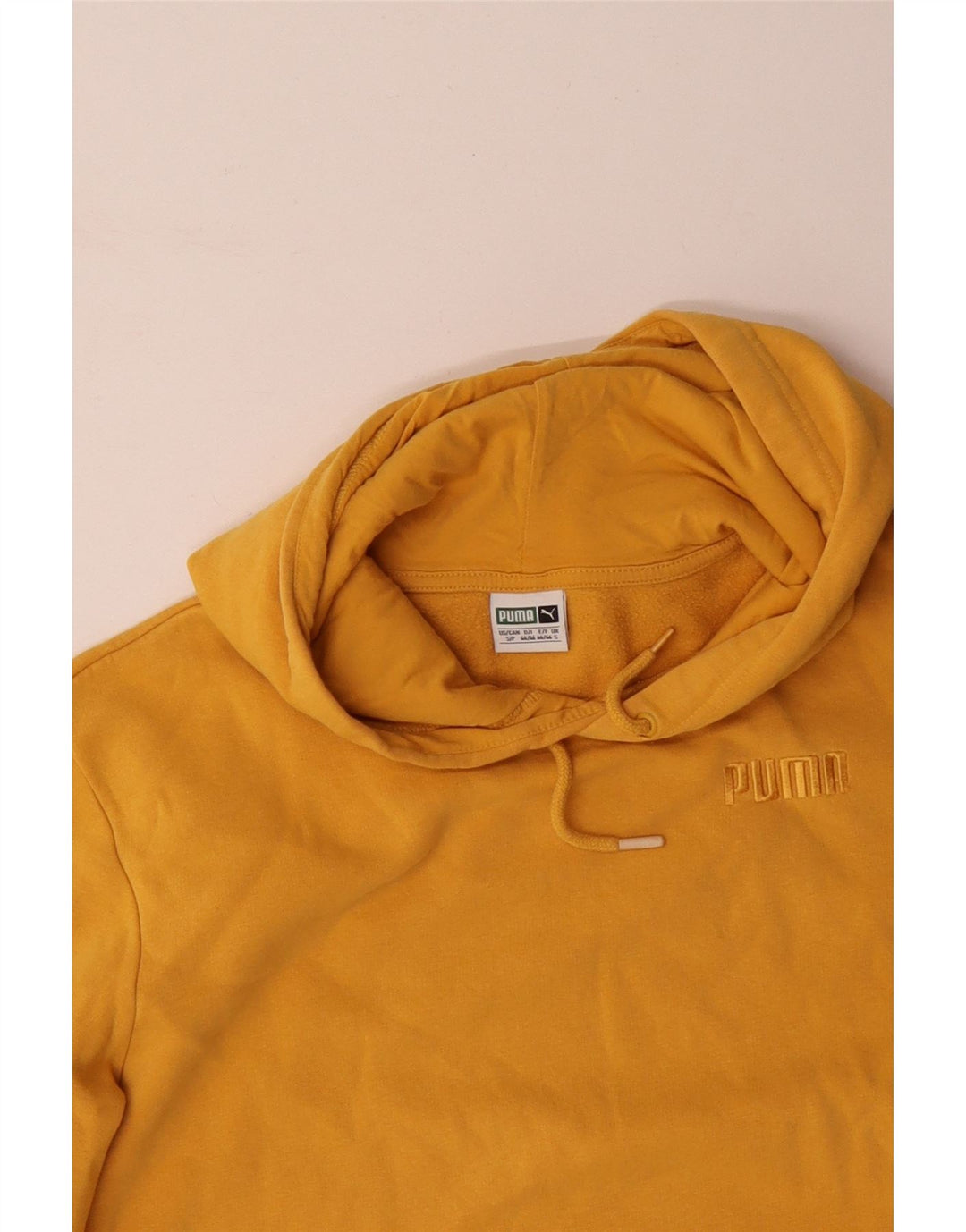 PUMA Mens Loose Fit Hoodie Jumper Small Yellow Cotton