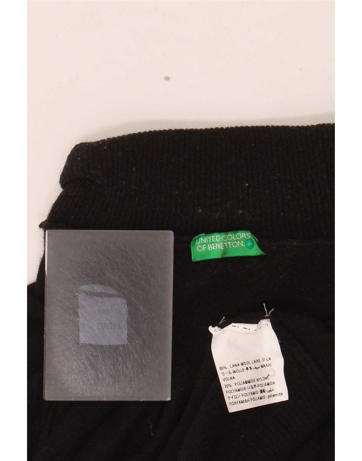 Benetton Womens Roll Neck Jumper Sweater UK 10 Small Black Wool