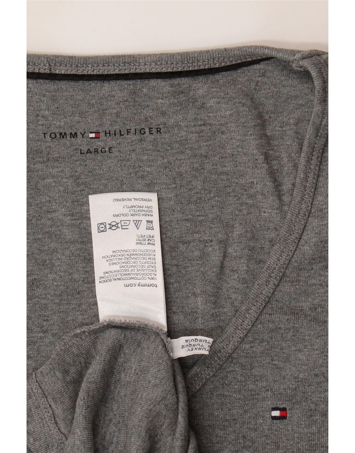 TOMMY HILFIGER Womens Top Long Sleeve UK 14 Large Grey Cotton Vintage Tommy Hilfiger and Second-Hand Tommy Hilfiger from Messina Hembry 