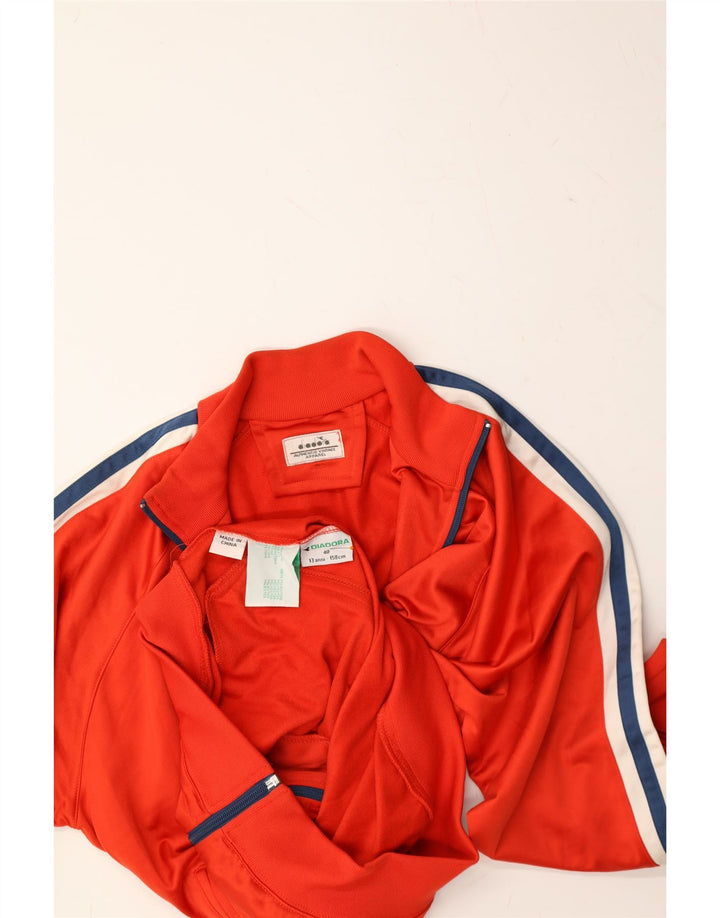 DIADORA Boys Tracksuit Top Jacket 12-13 Years Red Colourblock Polyester Vintage Diadora and Second-Hand Diadora from Messina Hembry 
