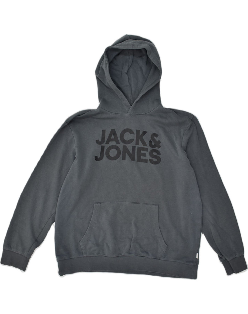 JACK & JONES Mens Graphic Hoodie Jumper 2XL Grey Cotton | Vintage Jack & Jones | Thrift | Second-Hand Jack & Jones | Used Clothing | Messina Hembry 