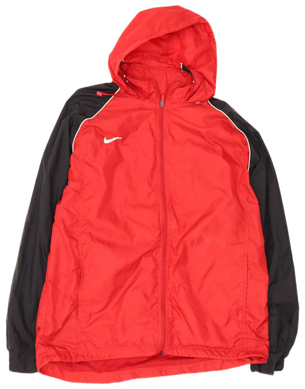 Nike Mens Hooded Rain Jacket UK 42/44 Large Red Colourblock Nylon