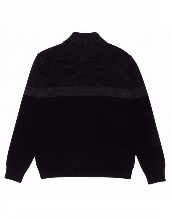 Marks & Spencer Mens Zip Neck Jumper Sweater Large Navy Blue Colourblock