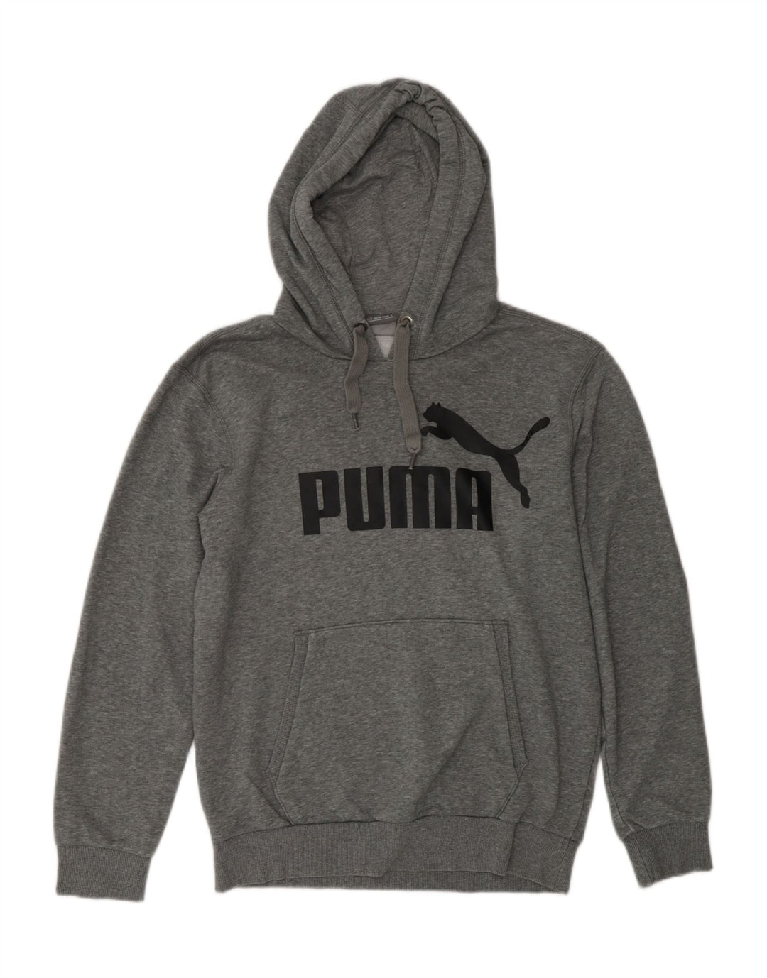 PUMA Mens Graphic Hoodie Jumper Small Grey Flecked Polyester