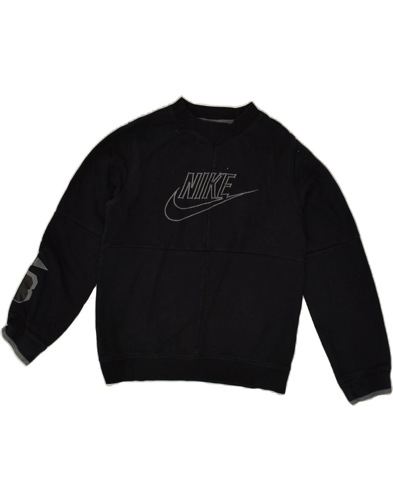 NIKE Womens Graphic Sweatshirt Jumper UK 12 Medium Black Cotton | Vintage Nike | Thrift | Second-Hand Nike | Used Clothing | Messina Hembry 