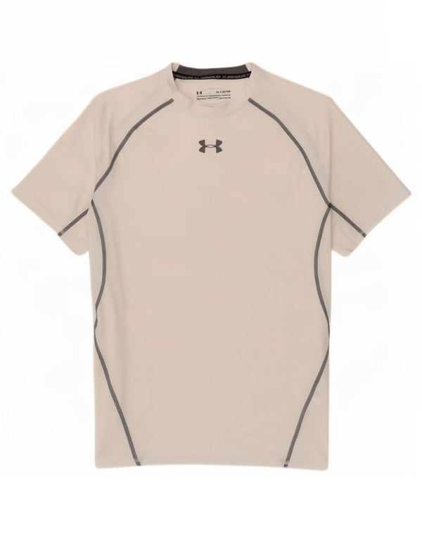 Under Armour Mens Heat Gear T-Shirt Top XL White Colourblock Polyester