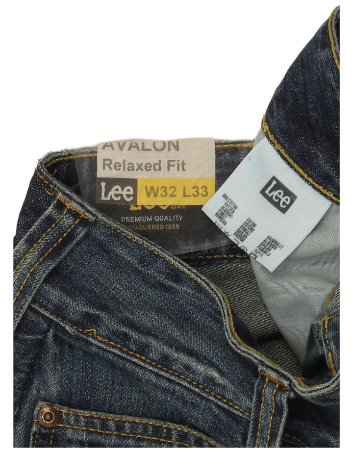 Lee Womens Avalon Distressed Relaxed Fit Straight Jeans W32 L30 Blue Cotton