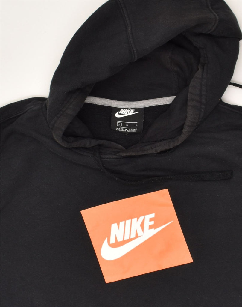 NIKE Mens Graphic Hoodie Jumper Large Black Cotton | Vintage Nike | Thrift | Second-Hand Nike | Used Clothing | Messina Hembry 