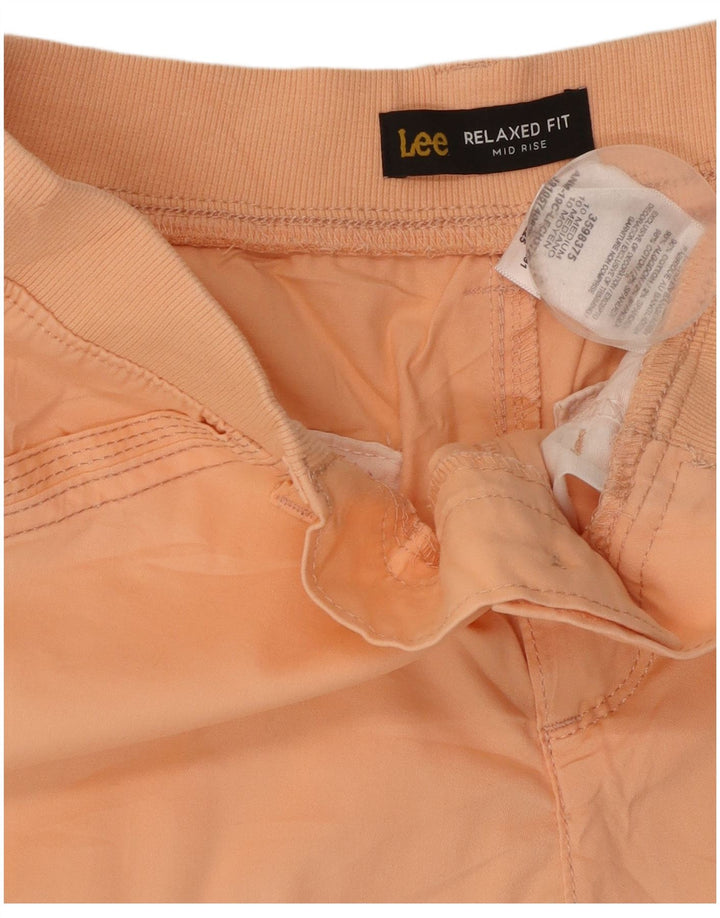 Lee Womens Relaxed Fit Cargo Shorts US 10 Large W32 Orange Cotton