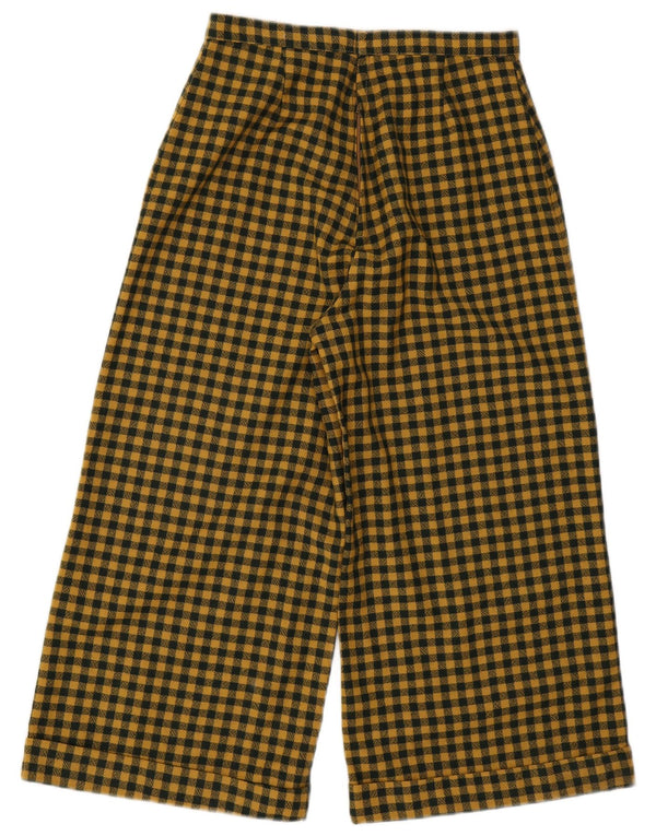 Vintage Womens High Waist Capri Trousers W28 L22 Yellow Gingham