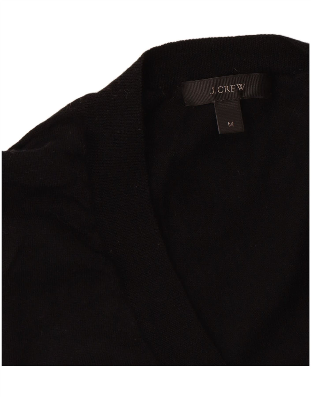 J. Crew Womens V-Neck Jumper Sweater UK 12 Medium Black Merino Wool