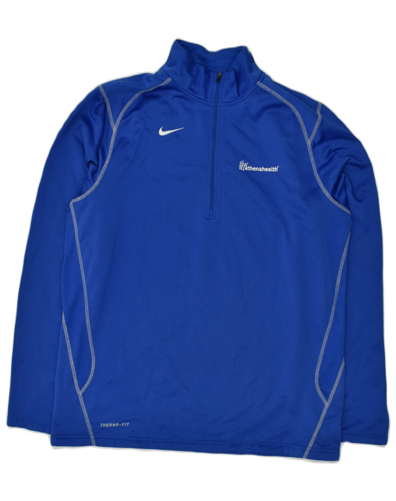 NIKE Mens Therma-Fit Pullover Tracksuit Top XL Blue Polyester | Vintage Nike | Thrift | Second-Hand Nike | Used Clothing | Messina Hembry 