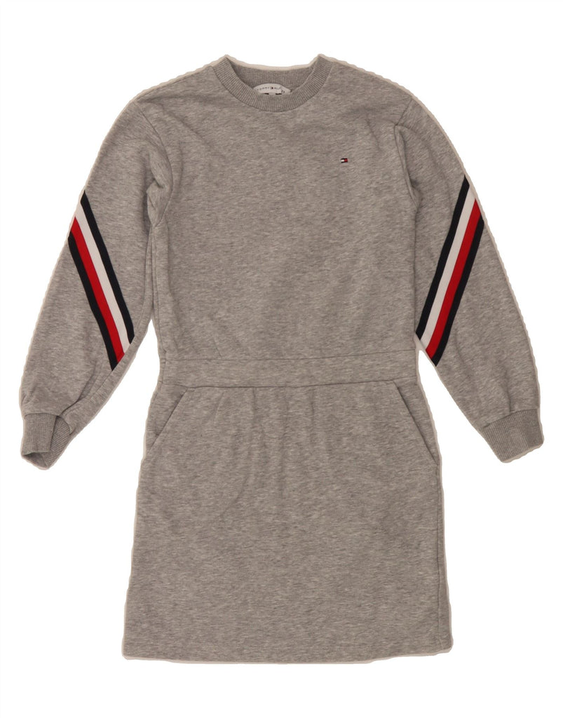 TOMMY HILFIGER Girls Jumper Dress 7-8 Years Grey Cotton Vintage Tommy Hilfiger and Second-Hand Tommy Hilfiger from Messina Hembry 
