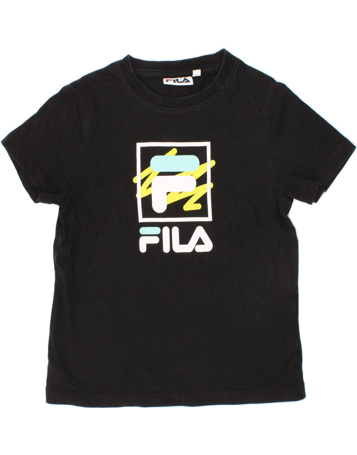FILA Boys Graphic T-Shirt Top 5-6 Years Black Cotton Vintage Fila and Second-Hand Fila from Messina Hembry 