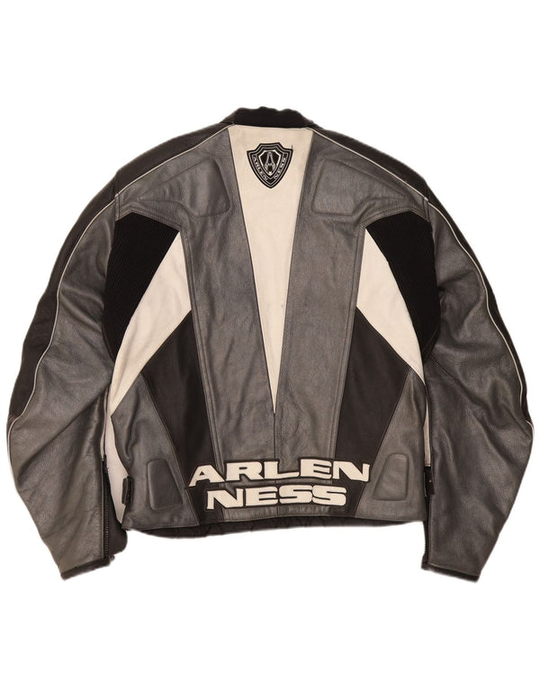 Arlen Ness Mens Graphic Biker Jacket Size 54 Large Grey Motorcycle